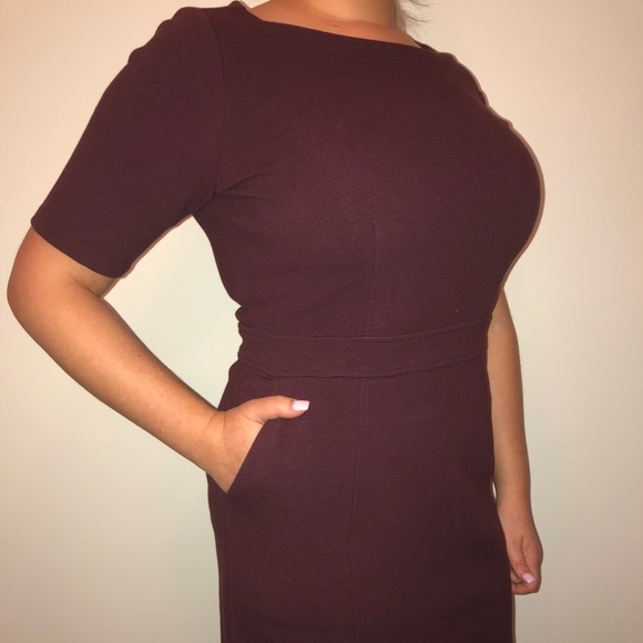 NWT LOFT Plum petite dress with pockets 6P - Picture 4 of 5